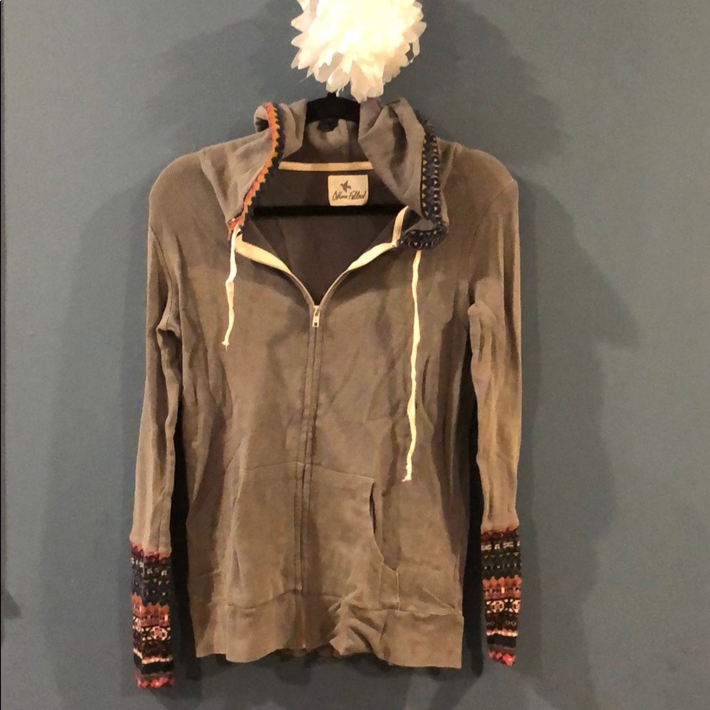 Thermal hooded zip up sweater